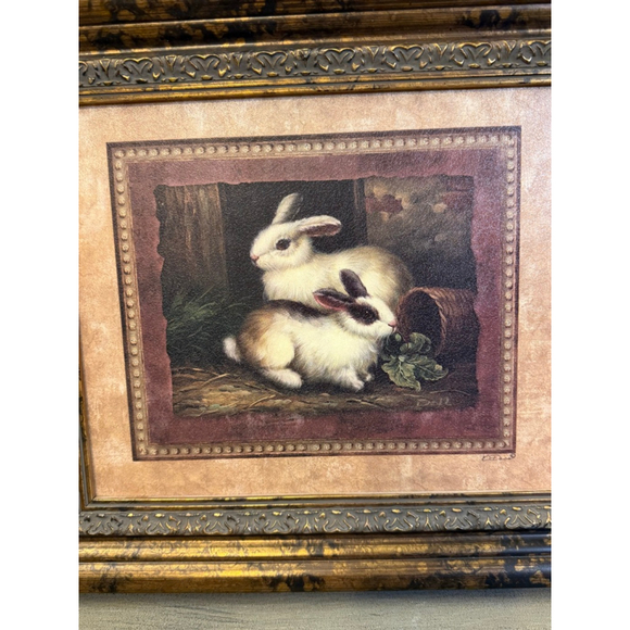 Framed Numbered Print of French Country Bunnies approx 16x14 inches - Picture 2 of 12